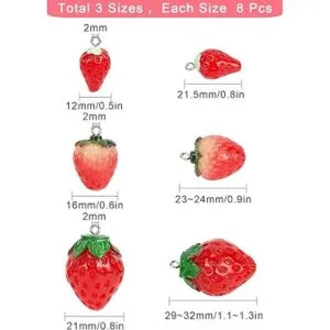 SUNNYCLUE 24 colgantes de resina de fresa de 3 estilos_2