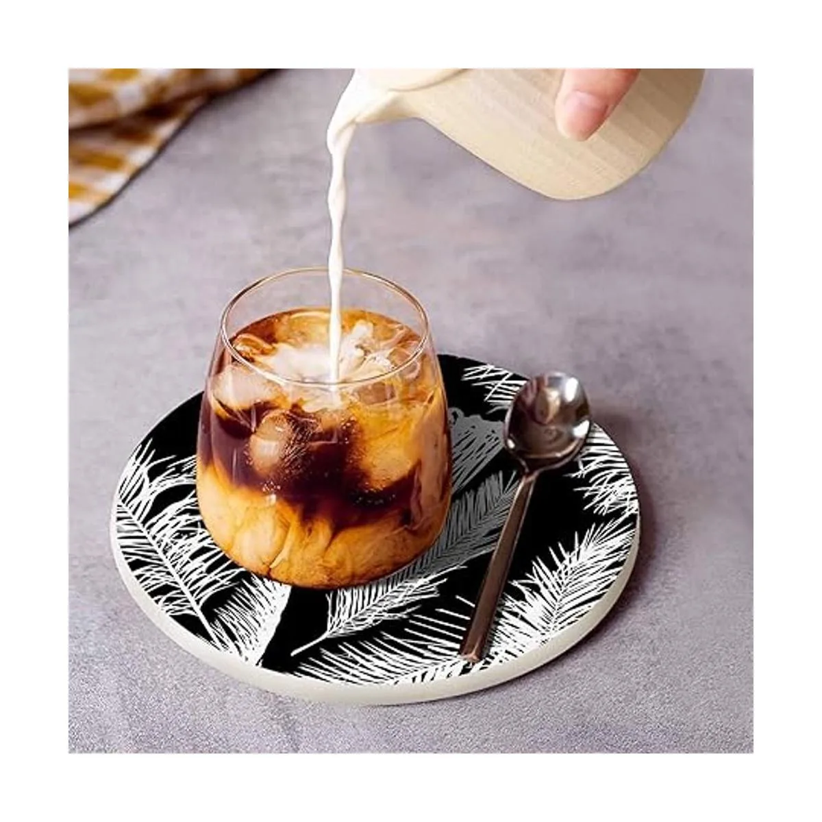 Pznen Juego de 2 posavasos con hojas de palmeras para_3