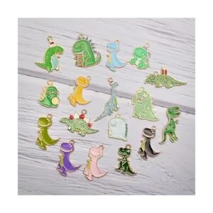 Julie Wang 32 piezas de dije de dinosaurio esmaltado mixto_2