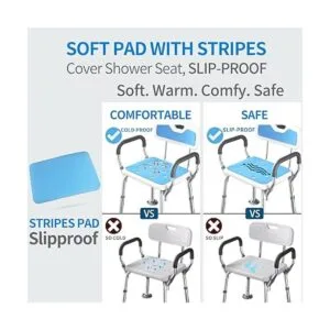 Cojín impermeable para silla de ducha con espuma suave_3