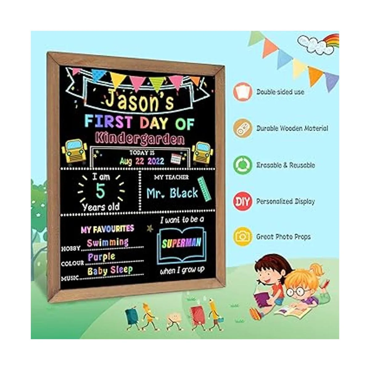 Pizarra de primer y último día de escuela 10 x 12_3