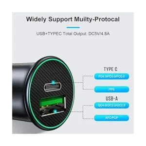 ANKUEE Adaptador de cargador de coche USBC doble puertos_5