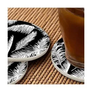 Pznen Juego de 2 posavasos con hojas de palmeras para_6