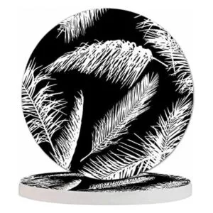 Pznen Juego de 2 posavasos con hojas de palmeras para_1