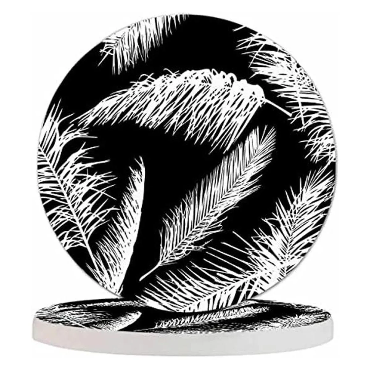 Pznen Juego de 2 posavasos con hojas de palmeras para_1