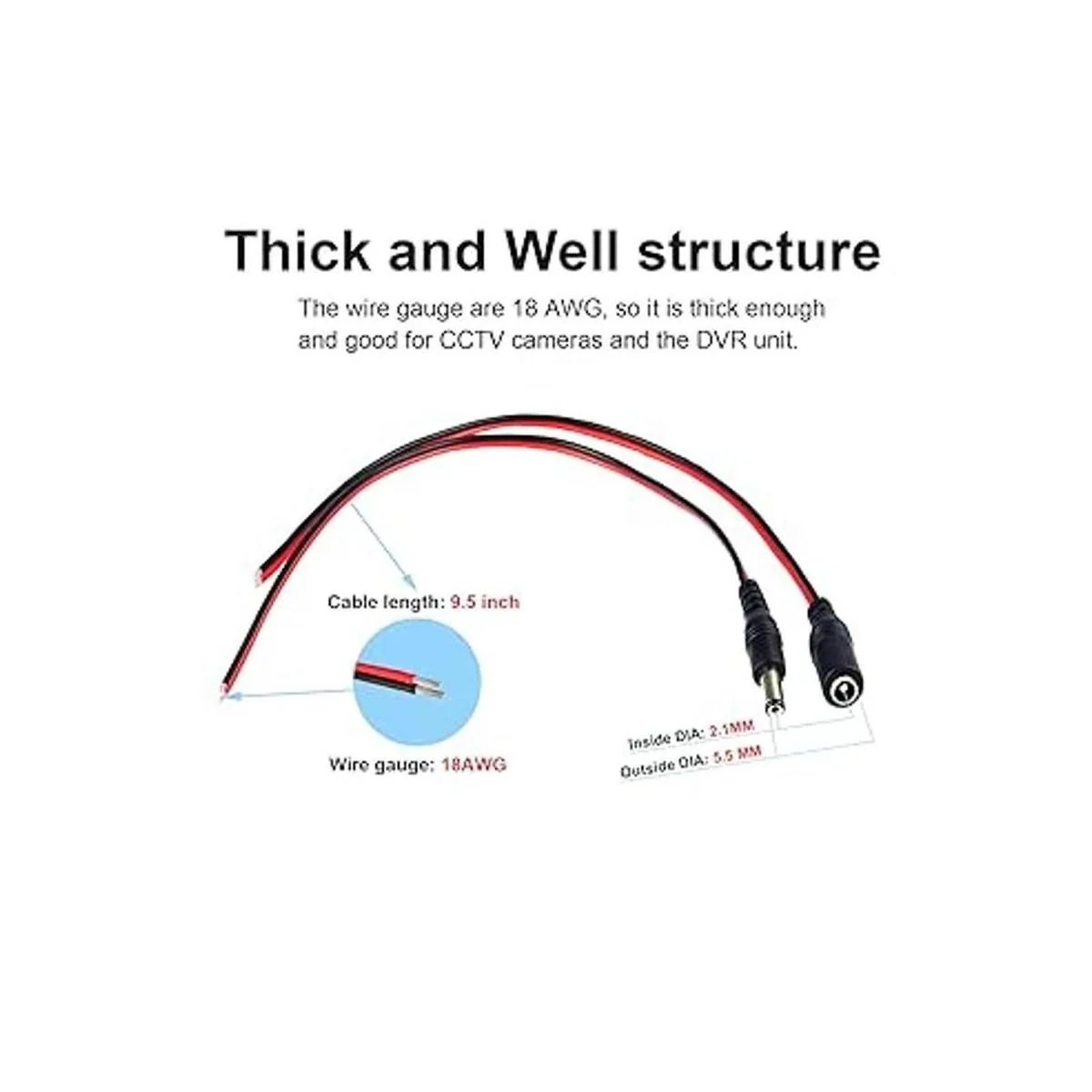 Conectores de cable de alimentación CC hilos de cobre_4
