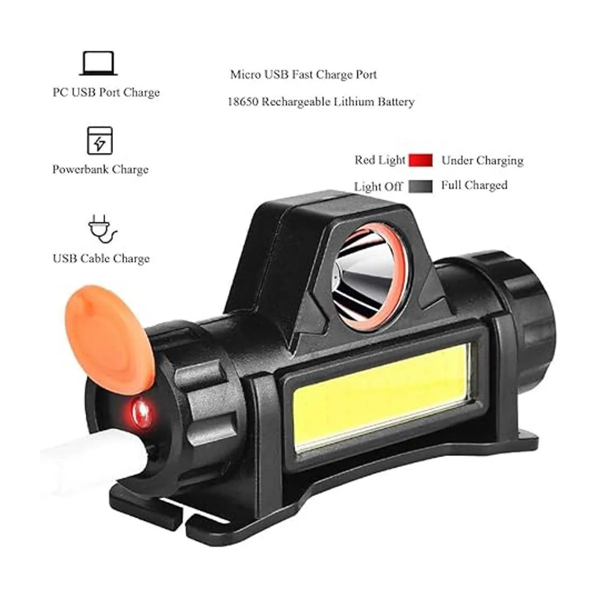 Linterna frontal LED recargable Potente linterna de_3