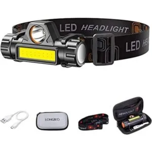 Linterna frontal LED recargable Potente linterna de_1