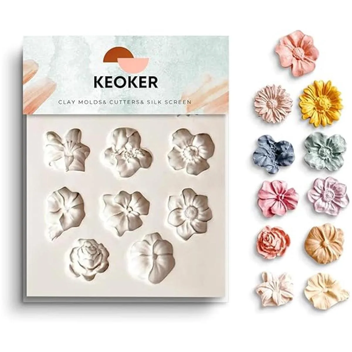 KEOKER Moldes de arcilla polimérica de flores 1 molde de_1
