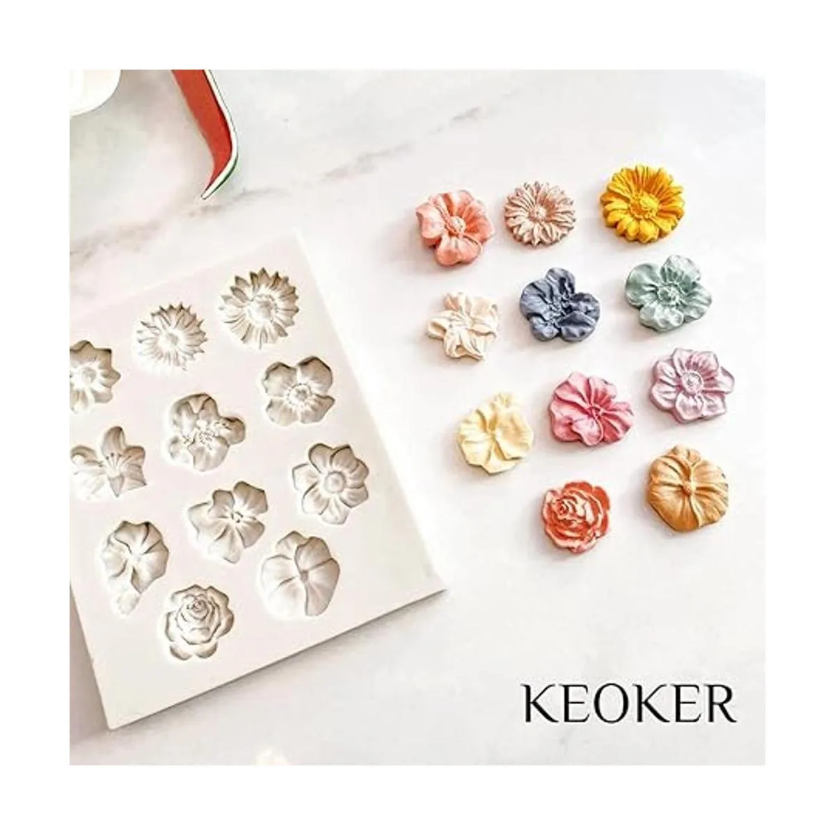 KEOKER Moldes de arcilla polimérica de flores 1 molde de_3