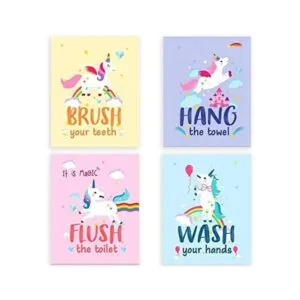 SUUURAOO Juego de 4 estampados de unicornio colorido para_1