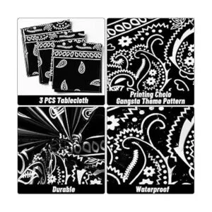 K1tpde 3 manteles de fiesta de bandana negra con temática_3