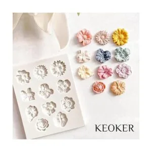 KEOKER Moldes de arcilla polimérica de flores 1 molde de_5