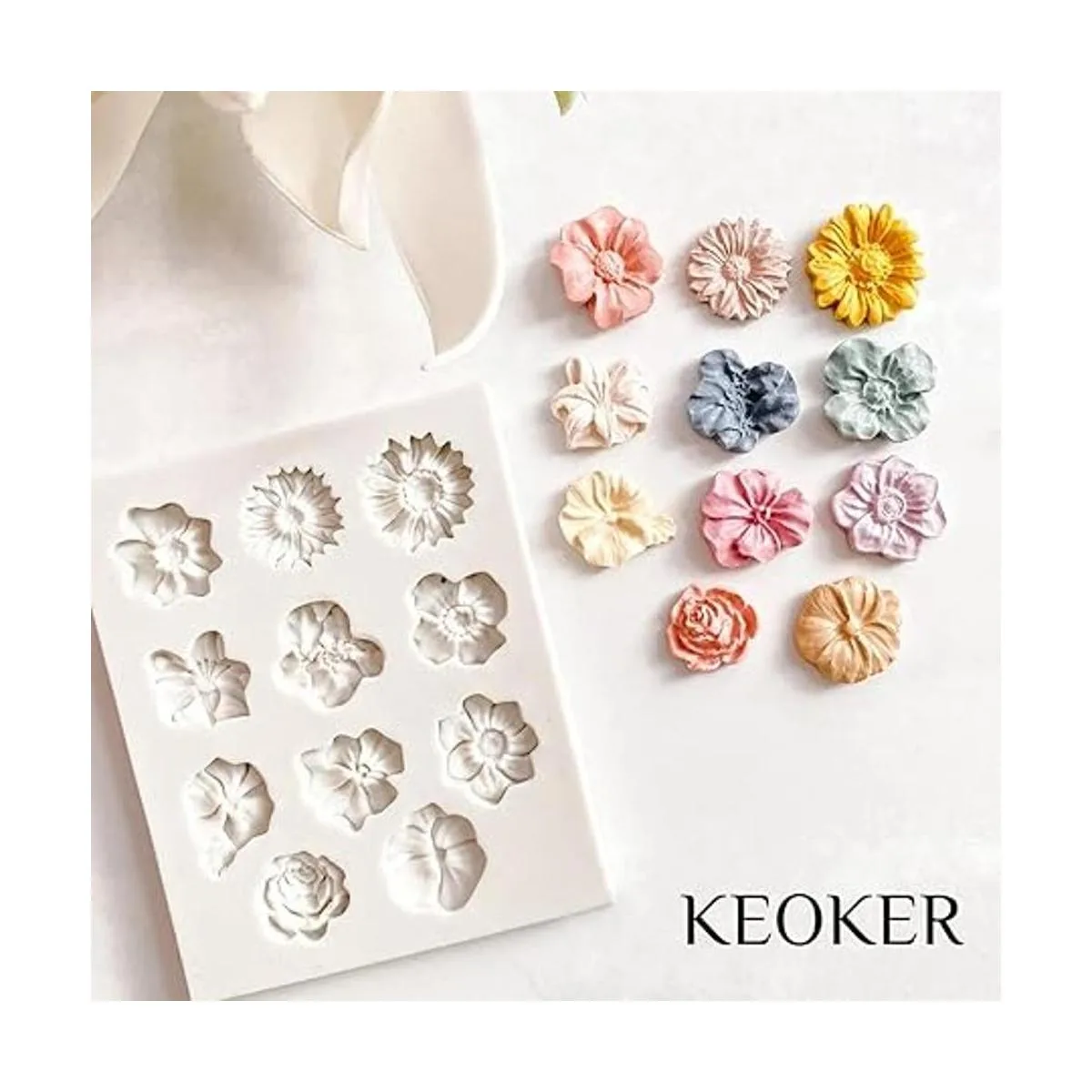 KEOKER Moldes de arcilla polimérica de flores 1 molde de_5