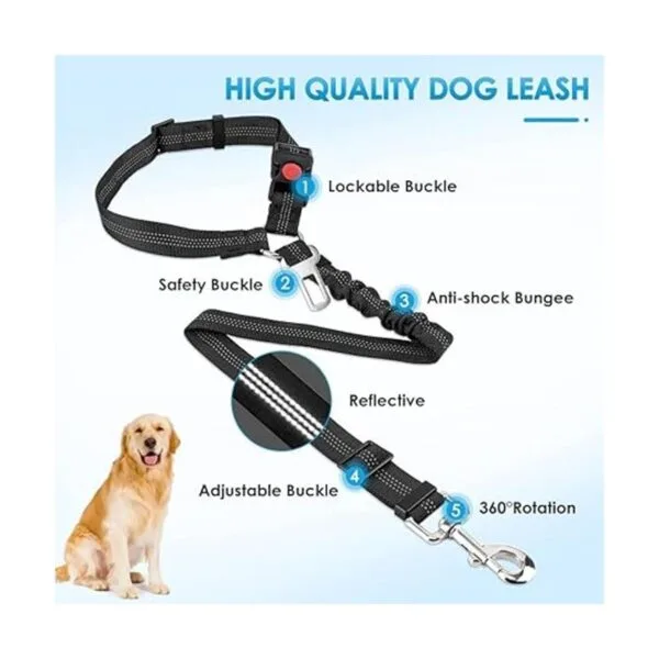 Lukovee Cinturón de seguridad de coche para perro paquete_4