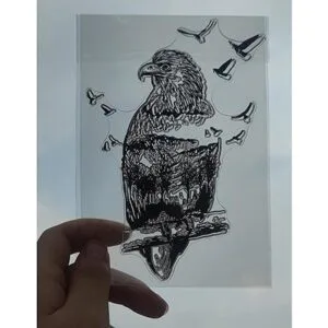AZSG Sellos realistas de animales águila búho claro para_7