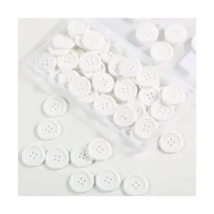 60 botones blancos de costura de resina plástica de 1_2