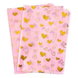 Papel de seda rosa con corazón dorado a granel 20 x 28_1