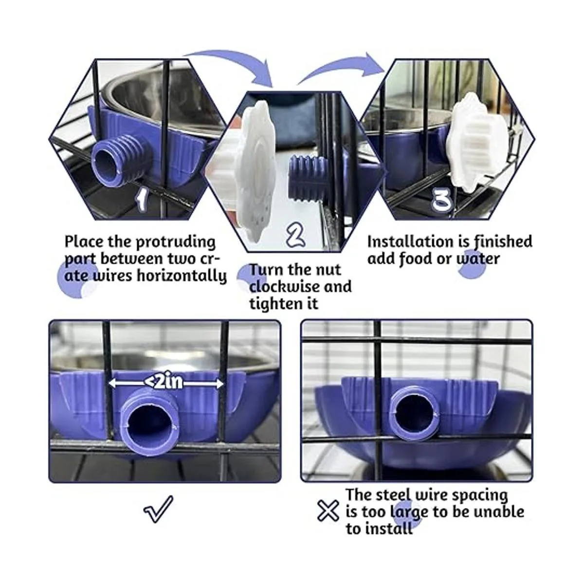 Fhiny Cuencos extraíbles para perros de acero inoxidable_5