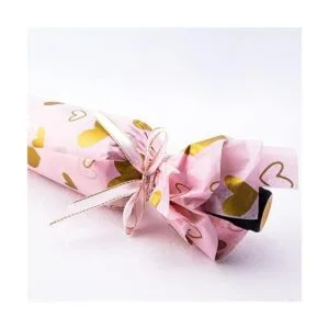 Papel de seda rosa con corazón dorado a granel 20 x 28_5
