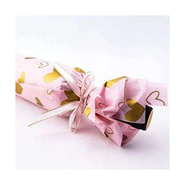 Papel de seda rosa con corazón dorado a granel 20 x 28_5