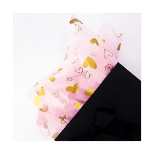 Papel de seda rosa con corazón dorado a granel 20 x 28_3