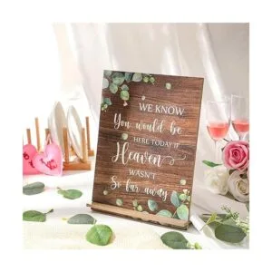 Letrero de boda rústico con memoria amorosa con texto en_7