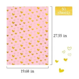 Papel de seda rosa con corazón dorado a granel 20 x 28_4