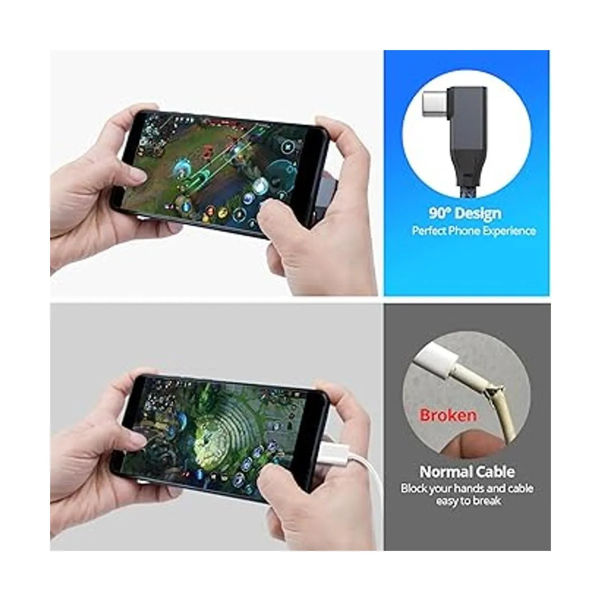 Cable USB C a USB C en ángulo recto de 100 W 6.6 pies USB_3