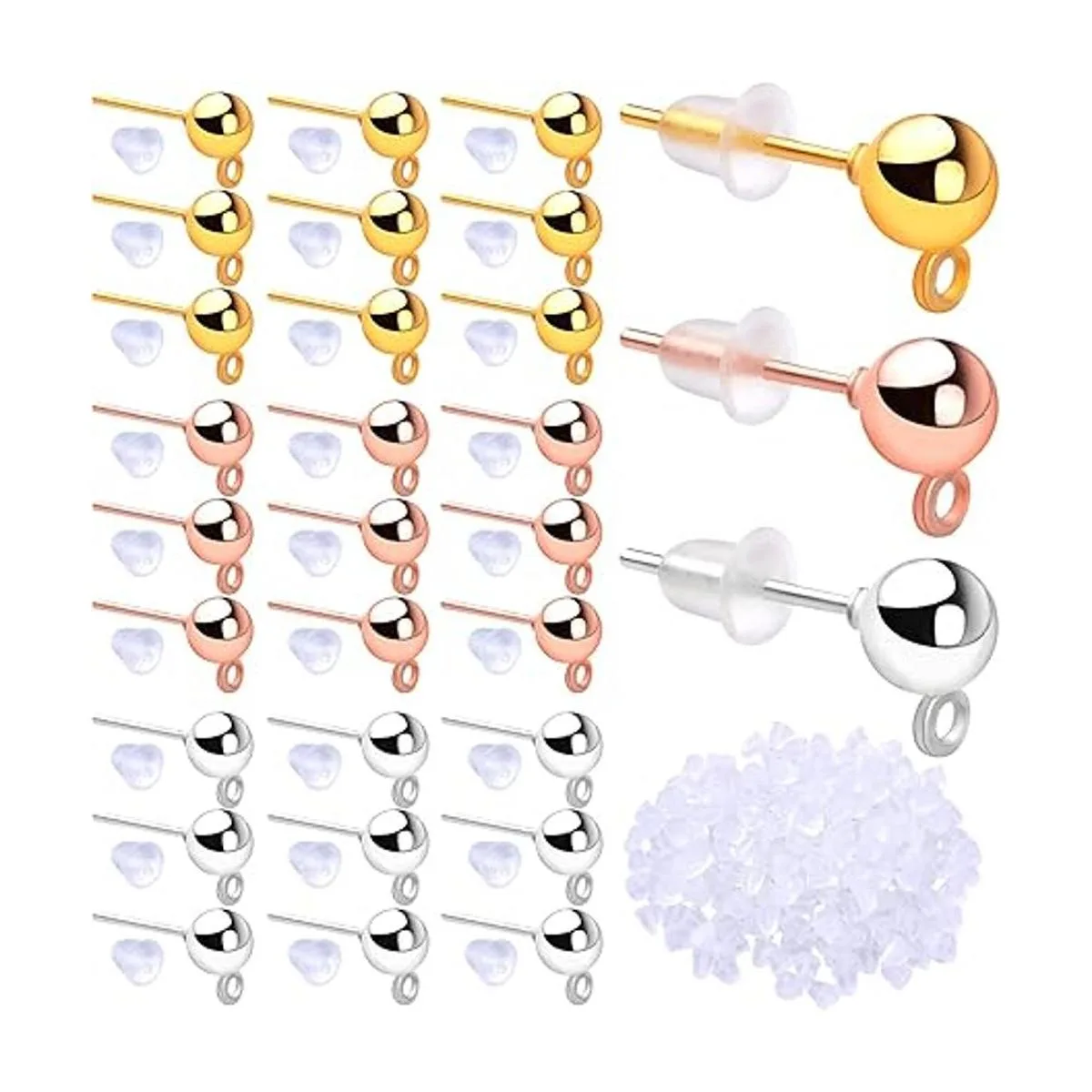 300 aretes de bola de 3 colores hipoalergénicos de_1