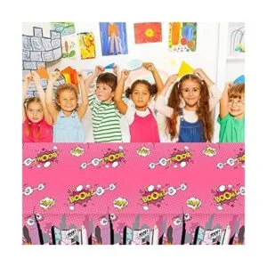 Mantel de fiesta de 3 piezas de Super Girl Hero Girl Pink_4