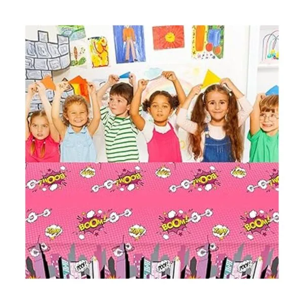 Mantel de fiesta de 3 piezas de Super Girl Hero Girl Pink_4
