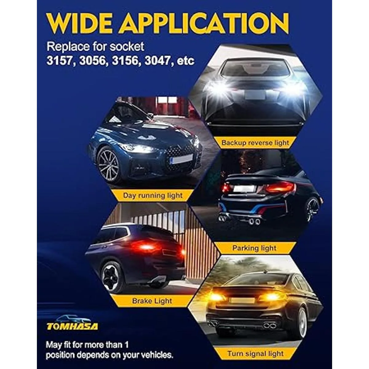 Tomhasa Bombillas LED 3157 para luz de marcha atrás 6000_6