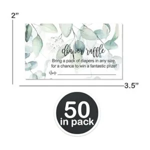 Greenery Pañal Pañal Raffle Ticket 50 Tarjetas Juegos de_3