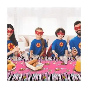 Mantel de fiesta de 3 piezas de Super Girl Hero Girl Pink_7