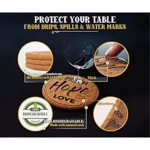 Coasterlux Posavasos de corcho para bebidas absorbentes_5