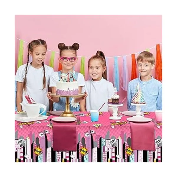 Mantel de fiesta de 3 piezas de Super Girl Hero Girl Pink_6