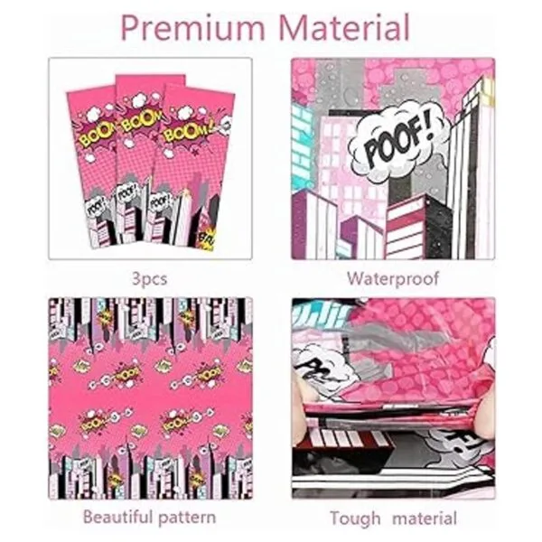 Mantel de fiesta de 3 piezas de Super Girl Hero Girl Pink_3