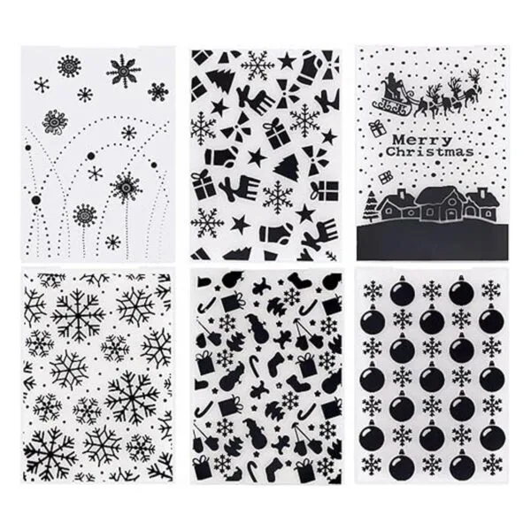 Carpetas de plástico en relieve de Navidad hojas de copo_1