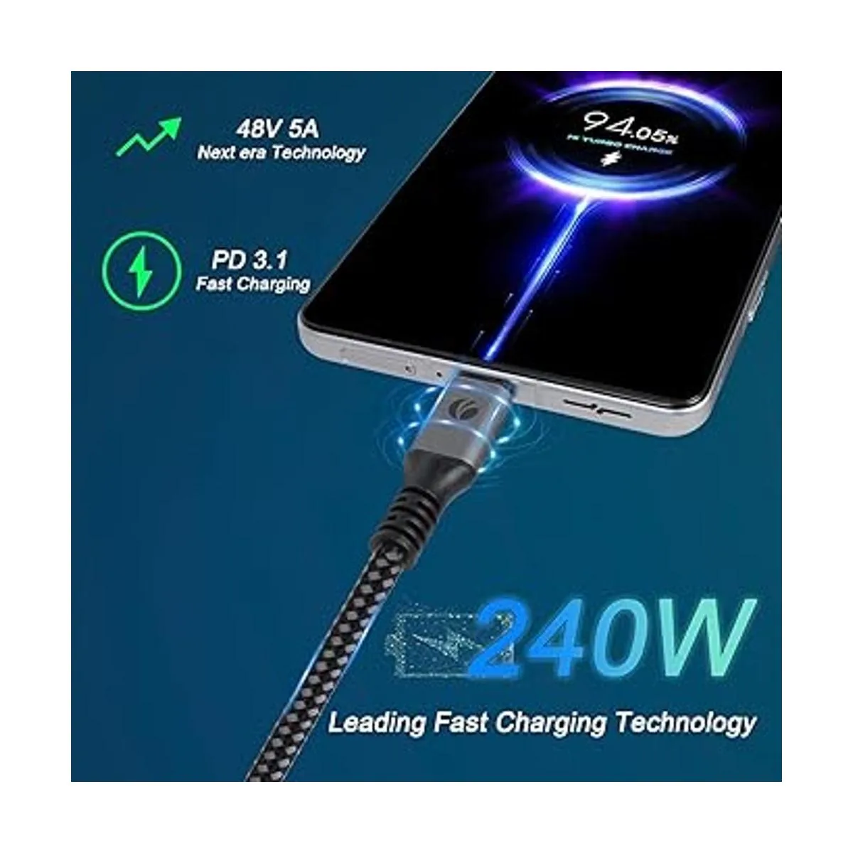 Cable USB 4 de 240 W para cable Thunderbolt 4 de 4 pies_2