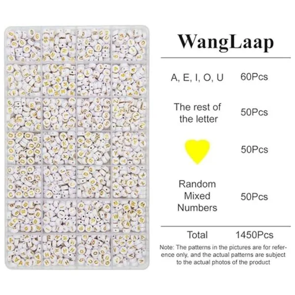 WangLaap Juego de 1450 cuentas de letras redondas de_2