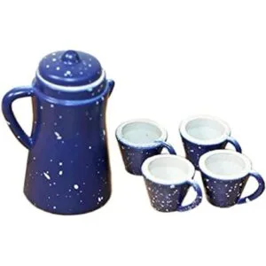 Dollhouse Cafetera en miniatura con 4 tazas y bandeja_1