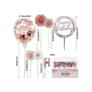 MOVINPE Decoración de pastel de oro rosa con velas de_2