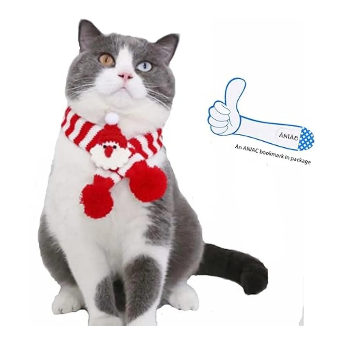 ANIAC Bufanda de Navidad para mascotas con Papá Noel_2