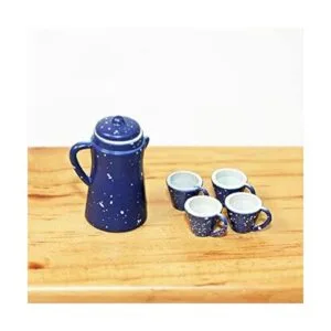 Dollhouse Cafetera en miniatura con 4 tazas y bandeja_2