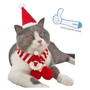 ANIAC Bufanda de Navidad para mascotas con Papá Noel_3
