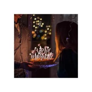 MOVINPE Decoración de pastel de oro rosa con velas de_5