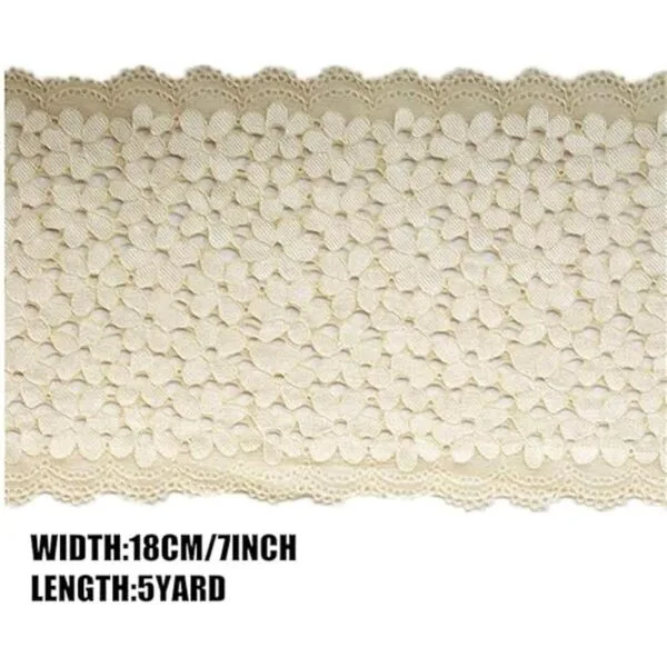 Cinta de encaje floral bordada elástica de 5 yardas para_2