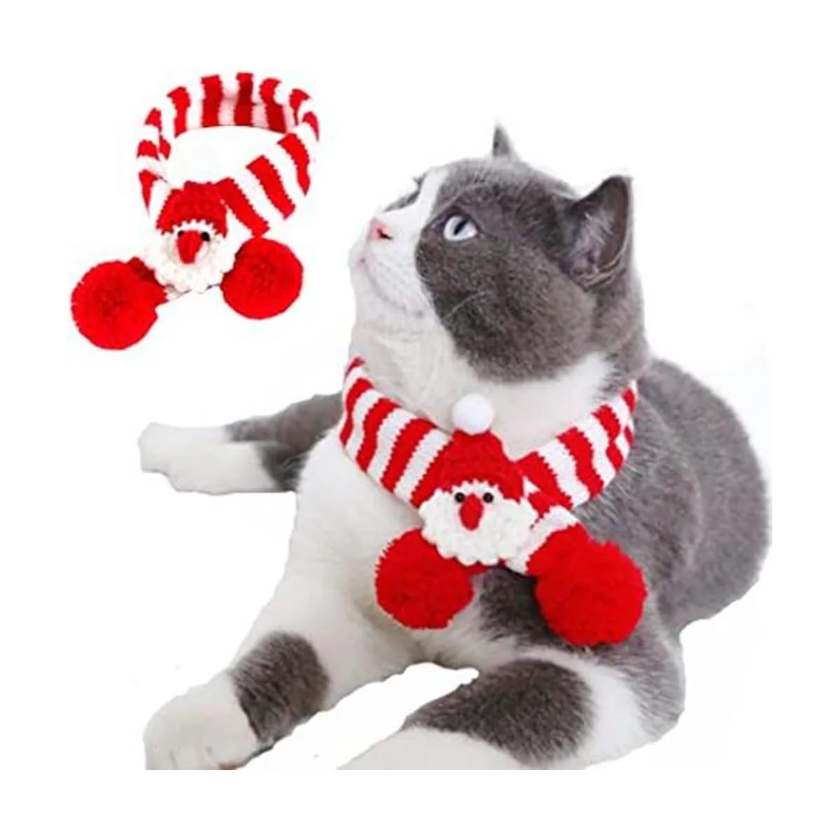 ANIAC Bufanda de Navidad para mascotas con Papá Noel_1