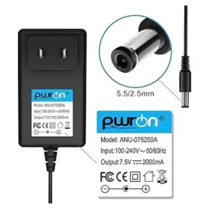PwrON Cable de 6.6 pies 7.5 V 2 A AC DC adaptador_6